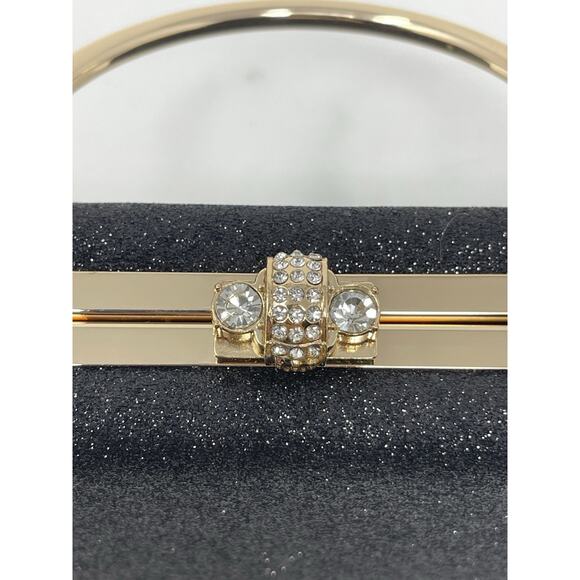 Alessia Purse Black Shimmery Gold Accents Handel New - Picture 8 of 13